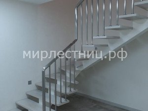 № 202 к.     Лестница с ограждением из сатинированной нержавеющей стали d=25мм. 